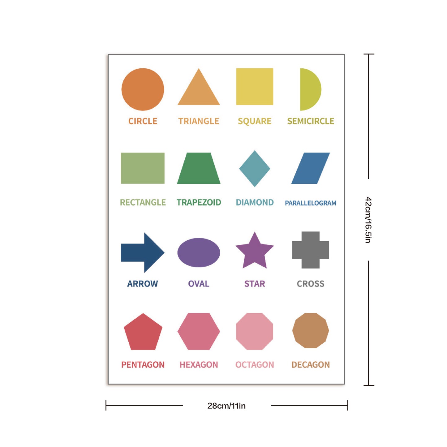 Educational Poster Size : 12 x 17" (Shapes) (2 Pcs)