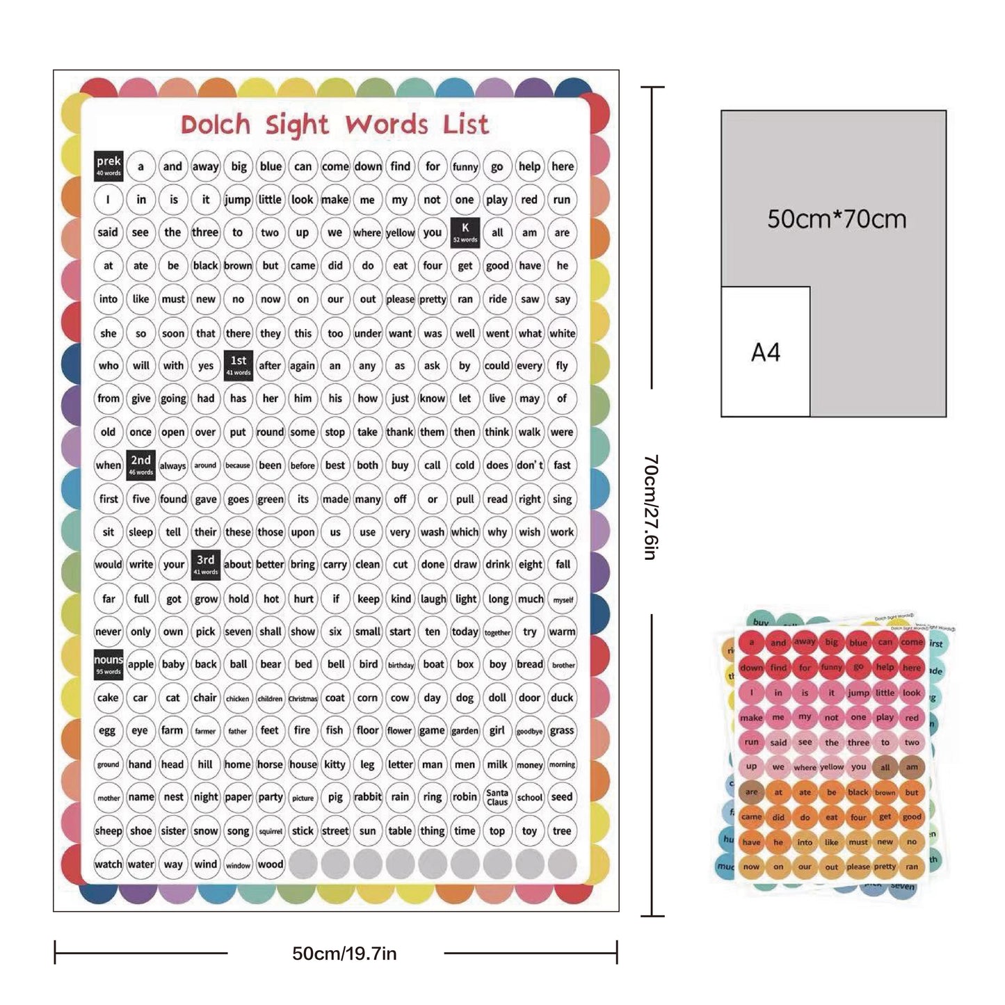Dolch High-Frequency Words Large Poster with Stickers