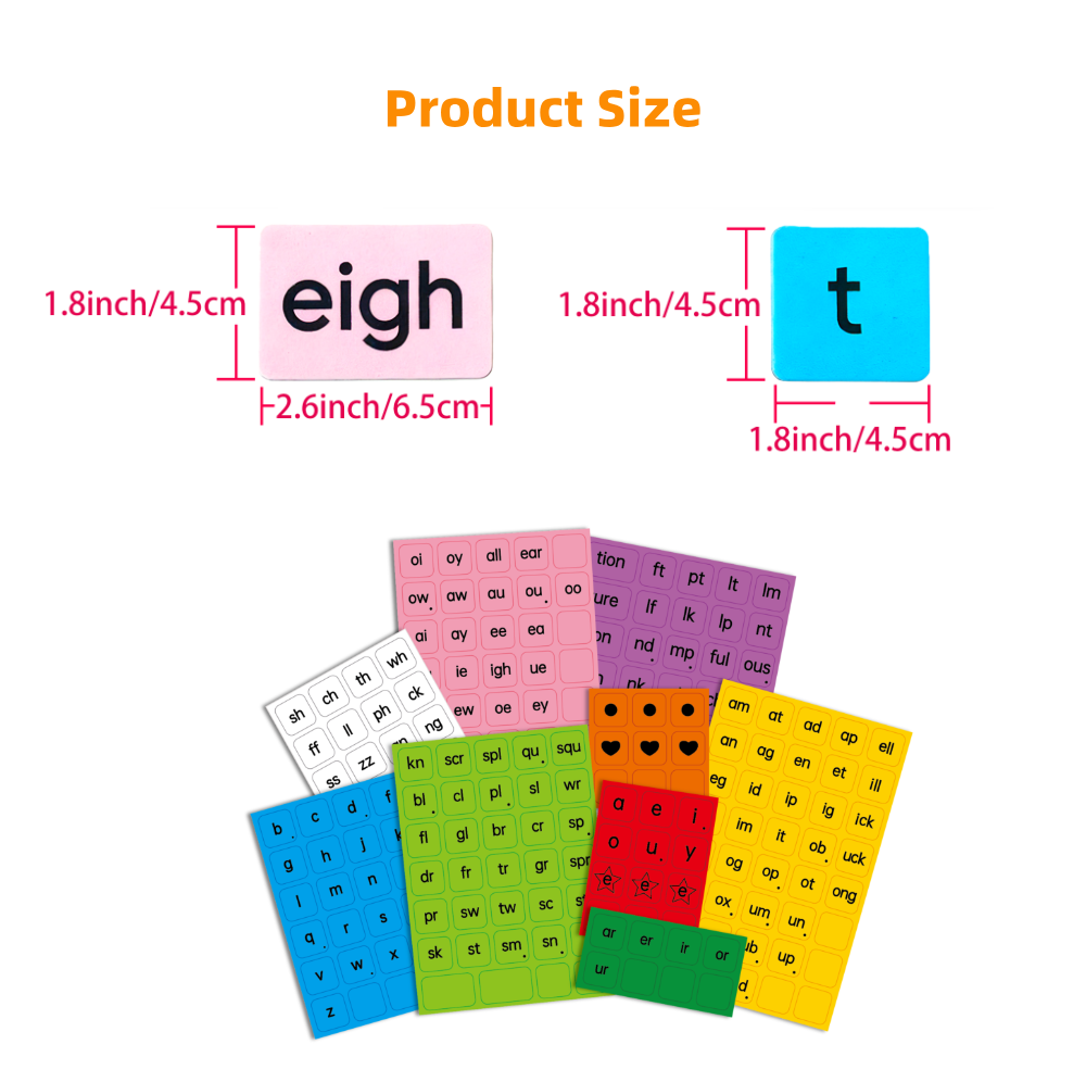 Phonics Magnetic Tiles Set (Tiles + Folder + Flash Cards)