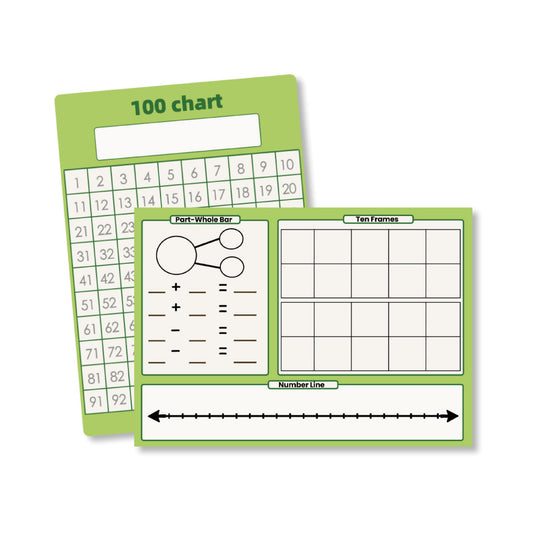 Practice Whiteboard - 100 Number Board & Ten-Frame (5 Pcs)