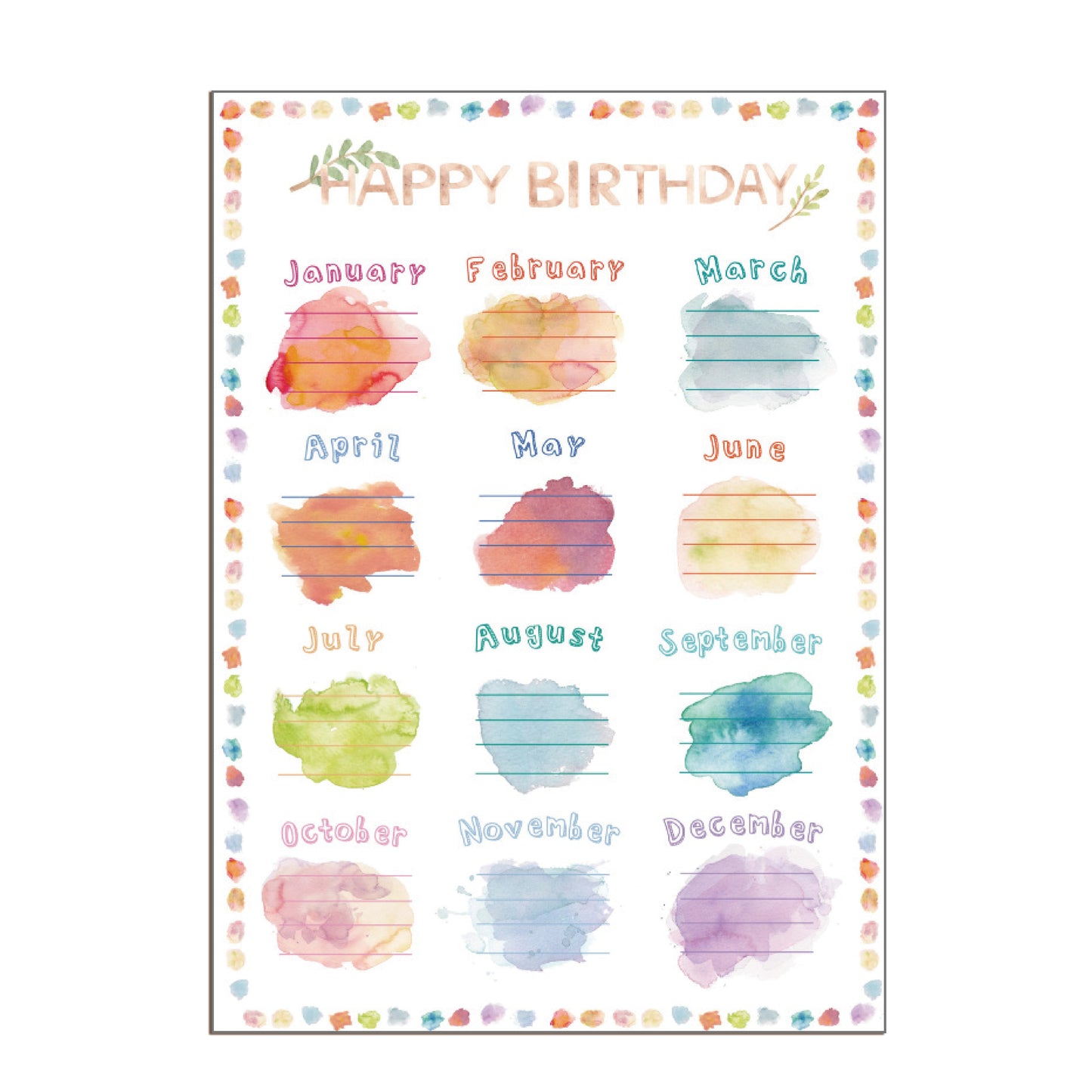 Watercolor Happy Birthday Posters (2 Pcs)