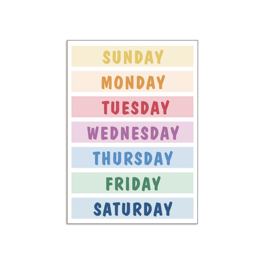 Educational Poster Size : 12 x 17"  (Weekday) (2 Pcs)