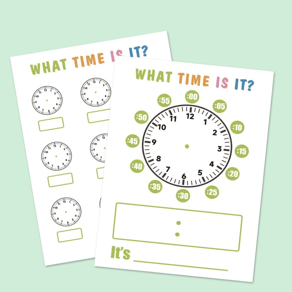 Practice Whiteboard - Time (5 Pcs)