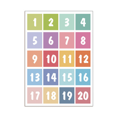 Educational Poster Size : 12 x 17"  (Number 1-20) (2 Pcs)
