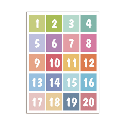 Educational Poster Size : 12 x 17"  (Number 1-20) (2 Pcs)