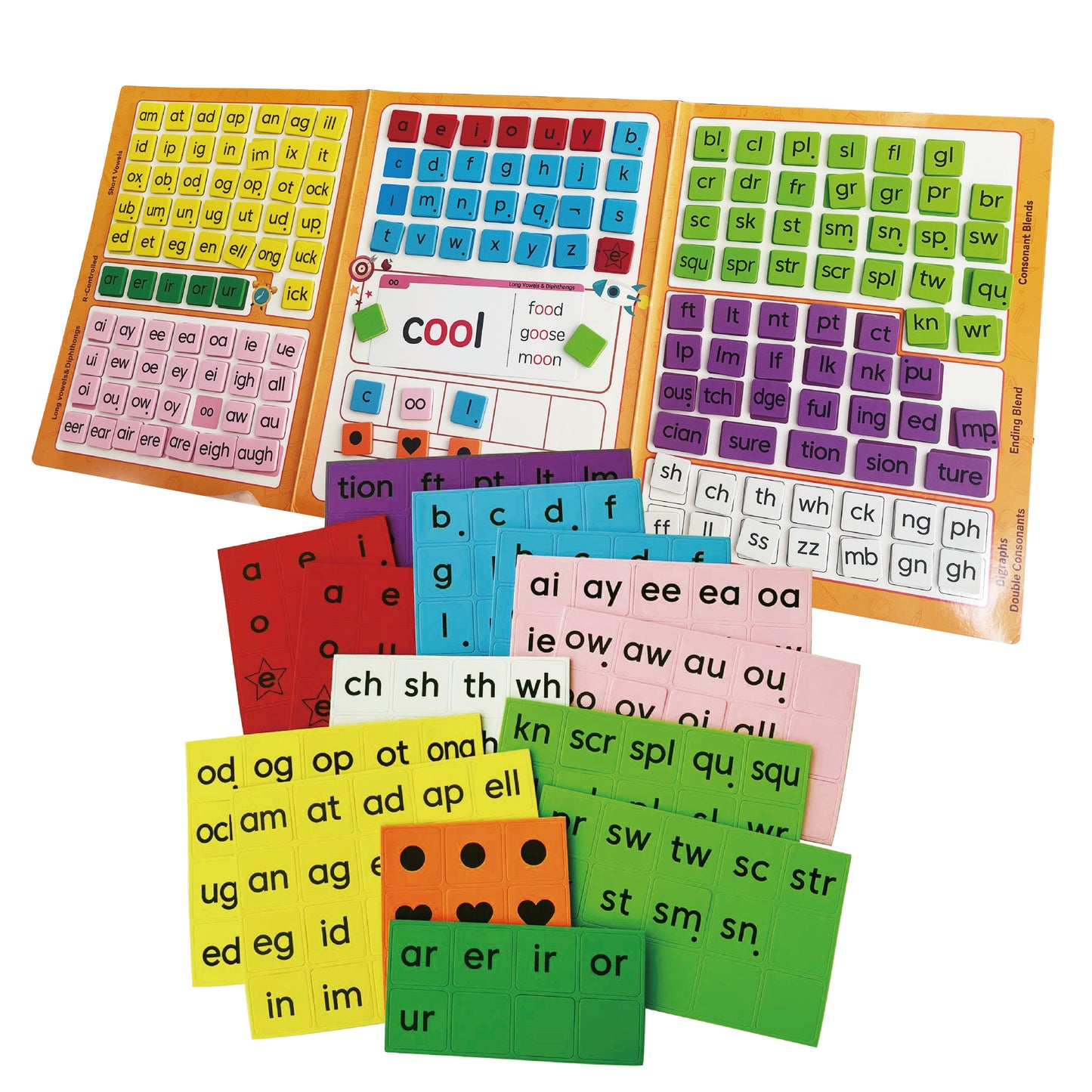 Large Phonics Magnetic Tiles + Word Building Folder