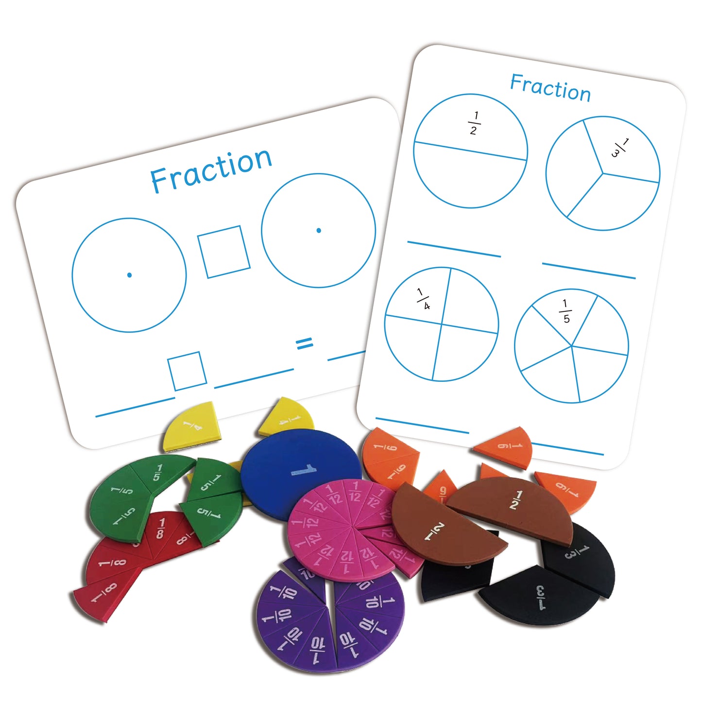 Fraction Circles + Magnetic Whiteboards (2 Styles, 1 Unit Per Style)