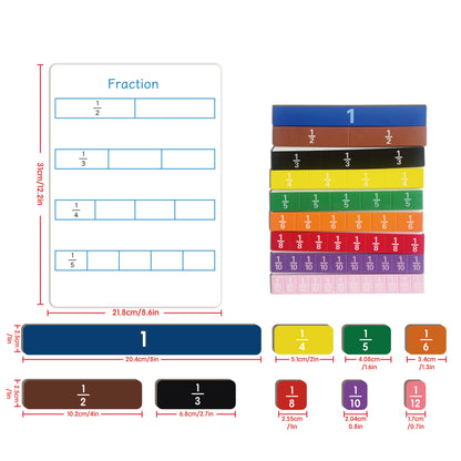 Fraction Tiles + Magnetic Whiteboards (2 Styles, 1 Unit Per Style)