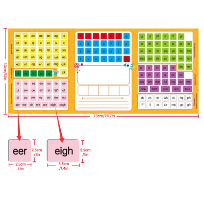 Large Phonics Magnetic Tiles + Word Building Folder