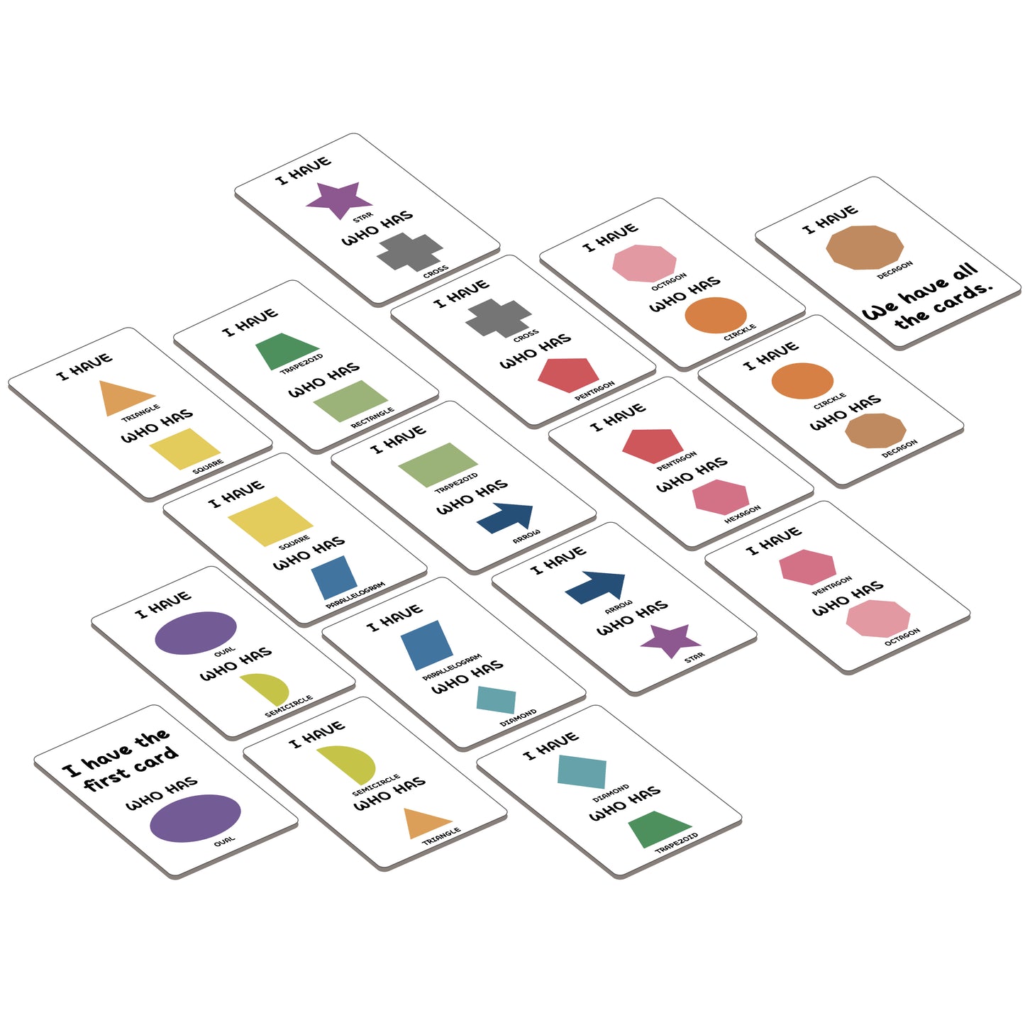 "I Have, Who Has" Cards - Shapes