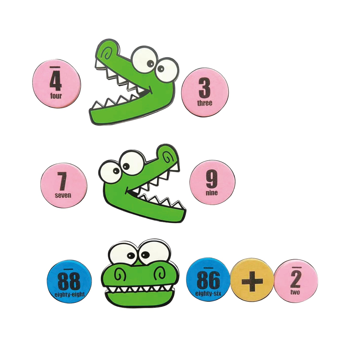 Magnetic Foam 100 Number Board + Bug & Croc Head Set