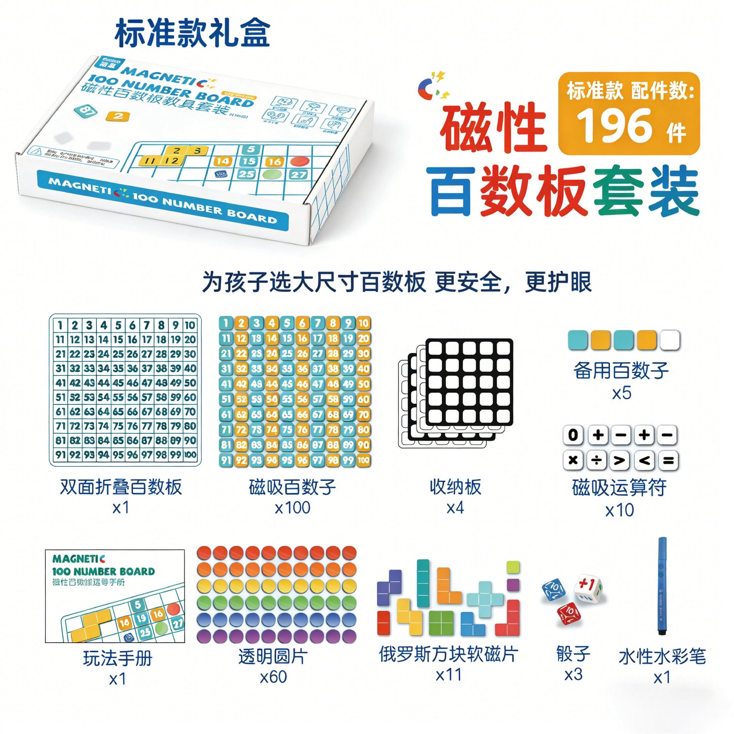 Magnetic Foam 100 Number Board + Magnetic Ten-Frame