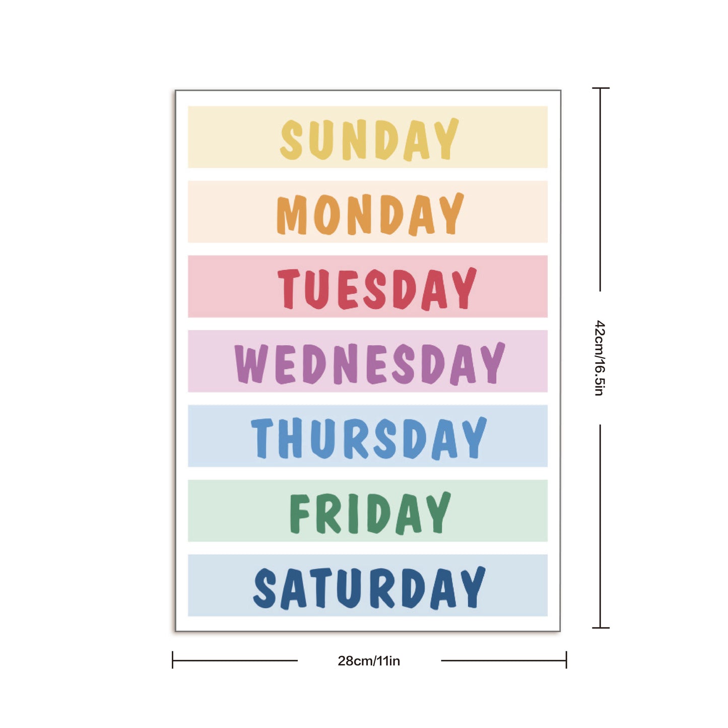 Educational Poster Size : 12 x 17"  (Weekday) (2 Pcs)