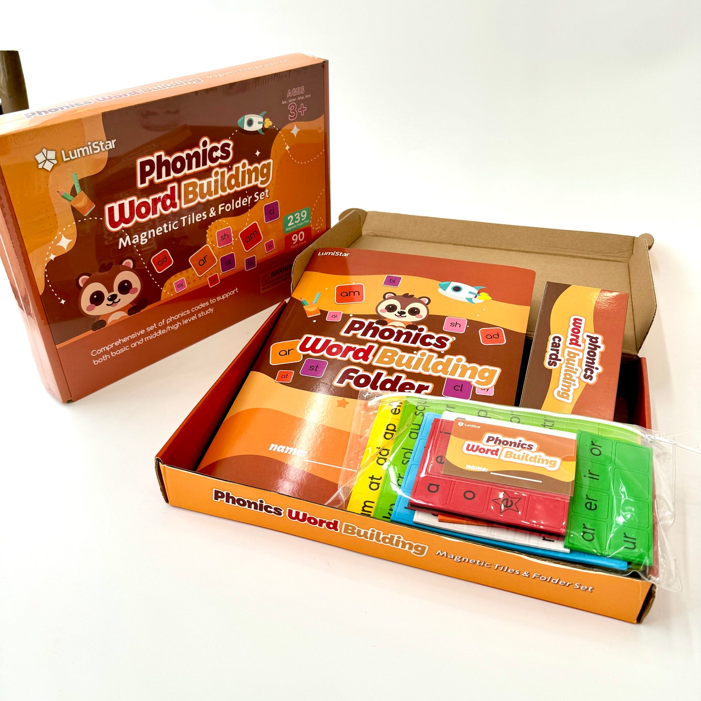 Phonics Magnetic Tiles Set (Tiles + Folder + Flash Cards)