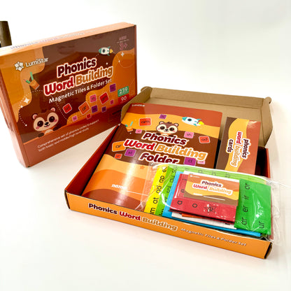 Phonics Magnetic Tiles Set (Tiles + Folder + Flash Cards)