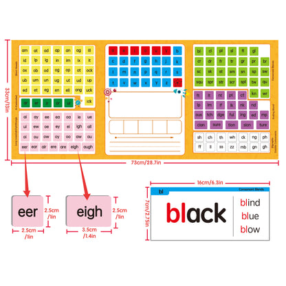 Phonics Magnetic Tiles Set (Tiles + Folder + Flash Cards)